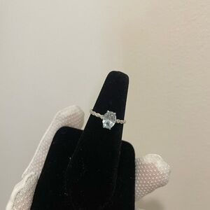 Oval Cut Aquamarine Sterling Silver Ring White Topez